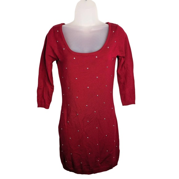 Derek Heart Dresses & Skirts - Derek Heart Women's M Red Studded Mini Dress 3/4 Sleeve Valentine's Sexy